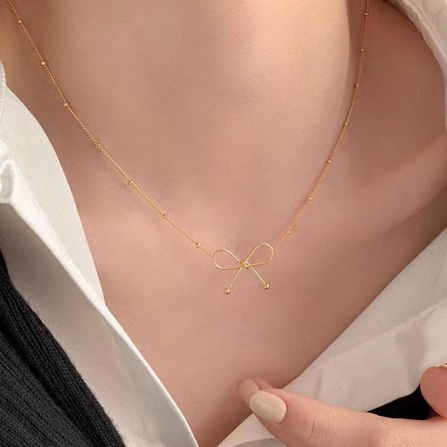 ใหม่ สร้อยคอโซ่ สร้อยข้อมือ ลูกปัดไทเทเนียม เหล็ก ขนาดเล็ก เรียบง่าย ไม่จางหาย