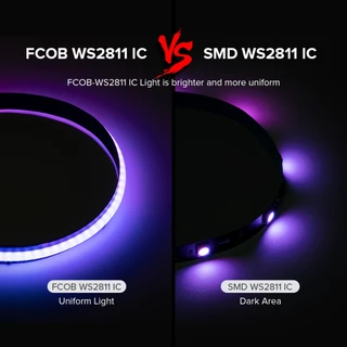 BTF-LIGHTING 630LEDs/m COB RGB IC แถบไฟ LED WS2811 LED ความหนาแน่นสูง ไฟตกแต่งภายใน IP30 DC 12V 24V