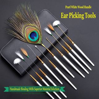 ชุดเครื่องมือไม้แคะหู ขนนกยูง ขนไก่ ขนนกยูง แบบมืออาชีพ