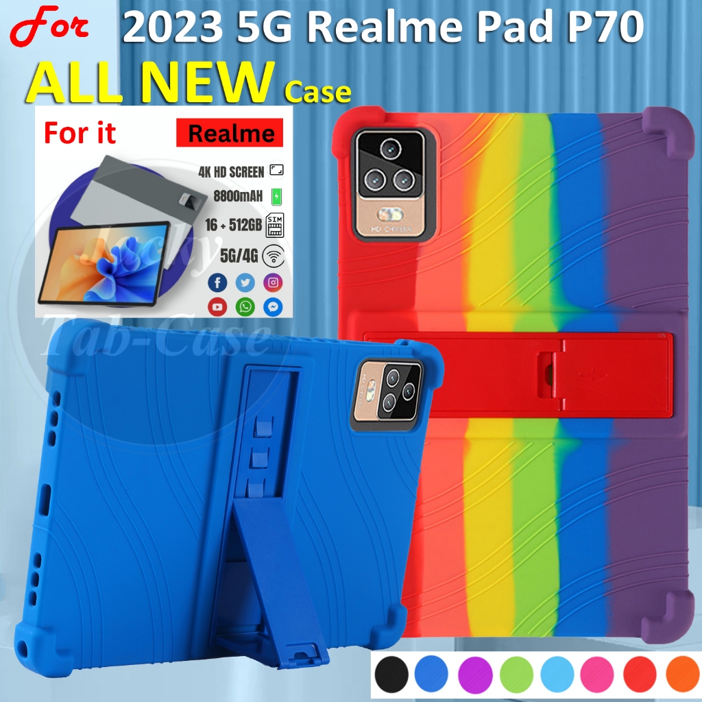ใหม่ เคสแท็บเล็ต ซิลิโคนนิ่ม หนา กันกระแทก พร้อมขาตั้ง สําหรับ 2024 5G REALME Pad P70 12 นิ้ว Android 12.0 REALME Tab P70 REALME X12 PLUS Pro