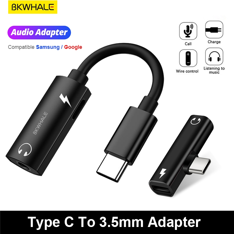 Bkwhale อะแดปเตอร์แจ็คหูฟัง TypeC เป็น 3.5 มม. 2 In 1 สําหรับ Samsung S10 Ultra Note 10 9 Google Pixel 5 6 8