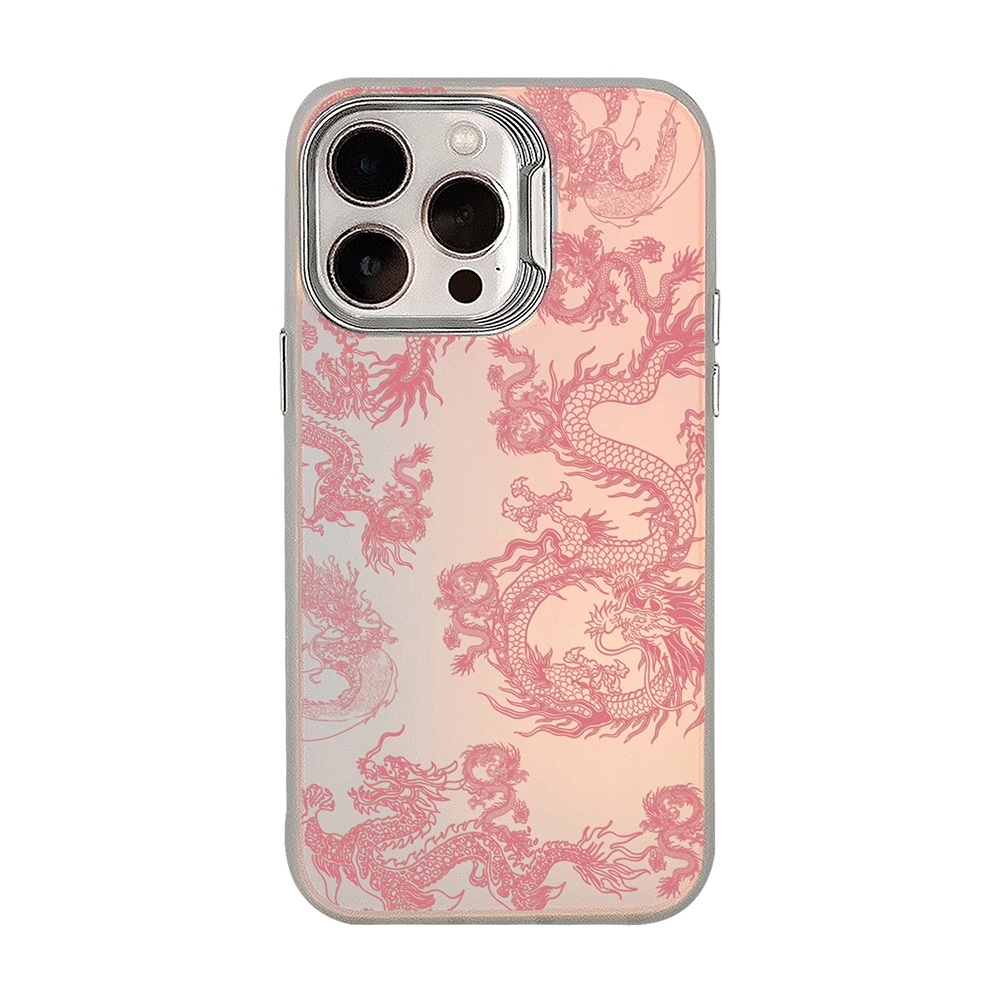 เคสโทรศัพท์มือถือ กันกระแทก ลายมังกรปีใหม่ สีชมพู สีเงิน สําหรับ iPhone 15 14 13 12