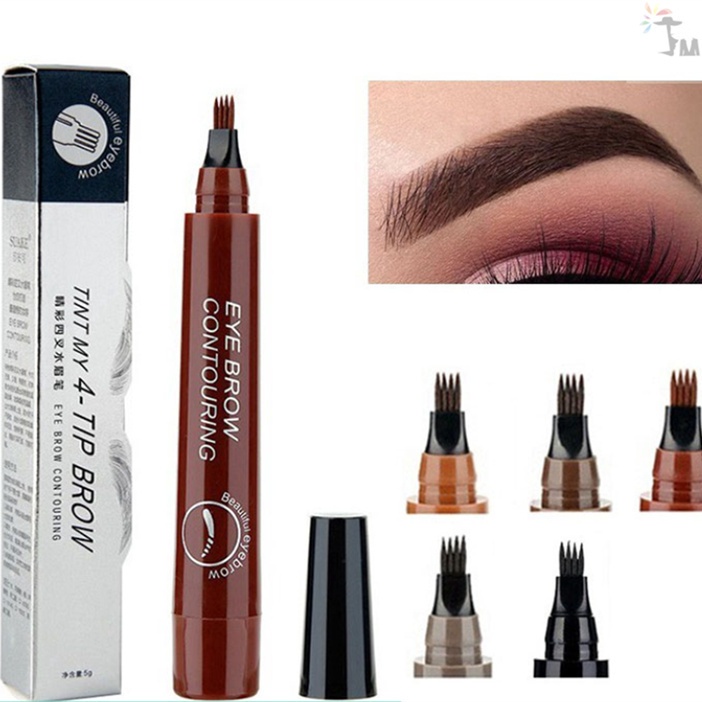 Suake / Mking Pretty Four-head Microblading Eyebrow Pencil Tint 4 Tip Liquid Brow Tattoo Pen - 5 สี