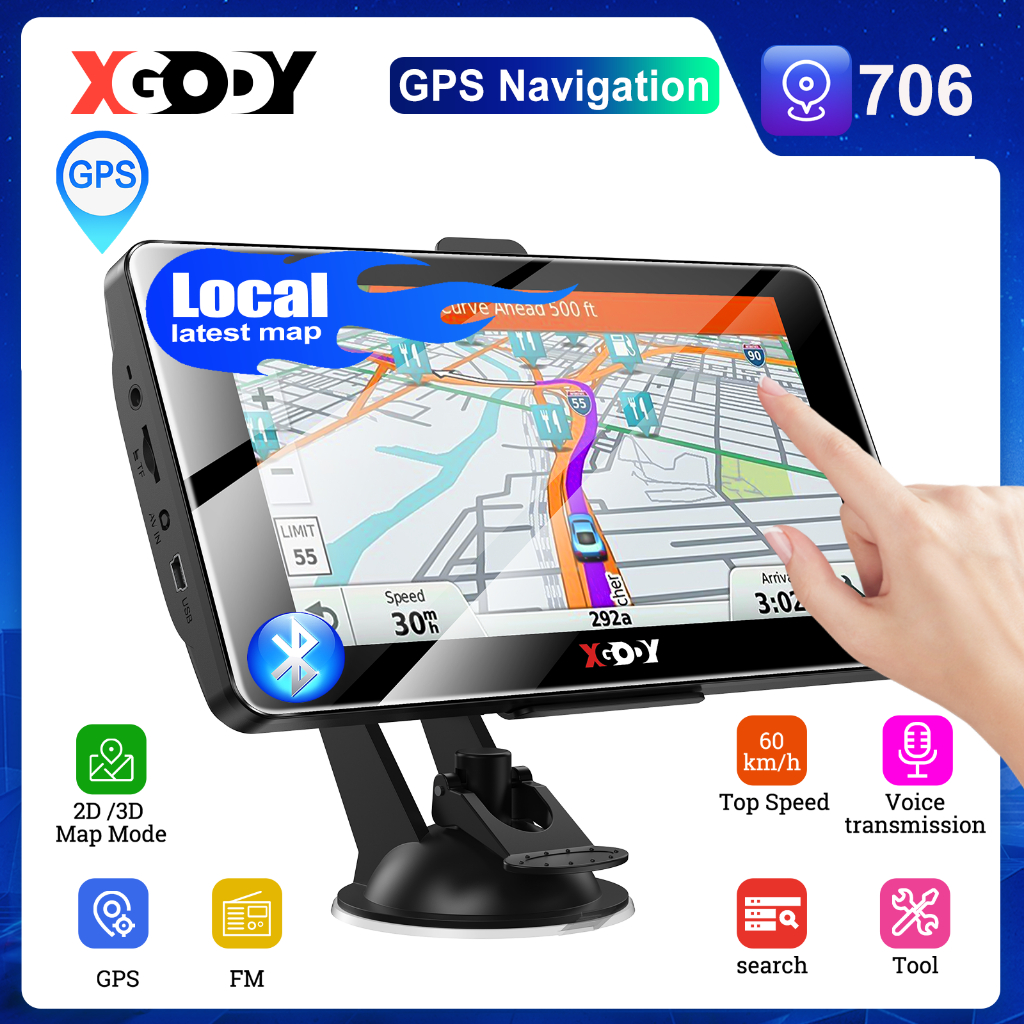 XGODY 706 ใหม่ล่าสุดเอเชียตะวันออกเฉียงใต้ฟรีแผนที่ 7 นิ้วรถนำทาง GPS 256M + 8G รถบรรทุก GPS Navigator 2.5D หน้าจอสัมผัสแบบ Capacitive ความสว่างสูงวิทยุ FM จัดส่งฟรี