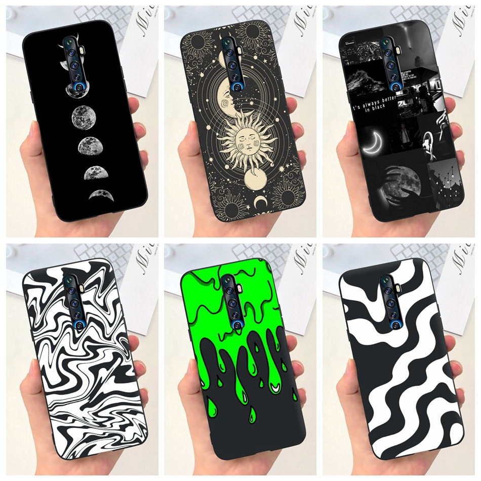 เคสโทรศัพท์ซิลิโคน TPU แบบนิ่ม ลายดวงจันทร์ และคลื่น สําหรับ OPPO Reno2 F Reno2 Z Reno2 Reno 2 2F 2Z