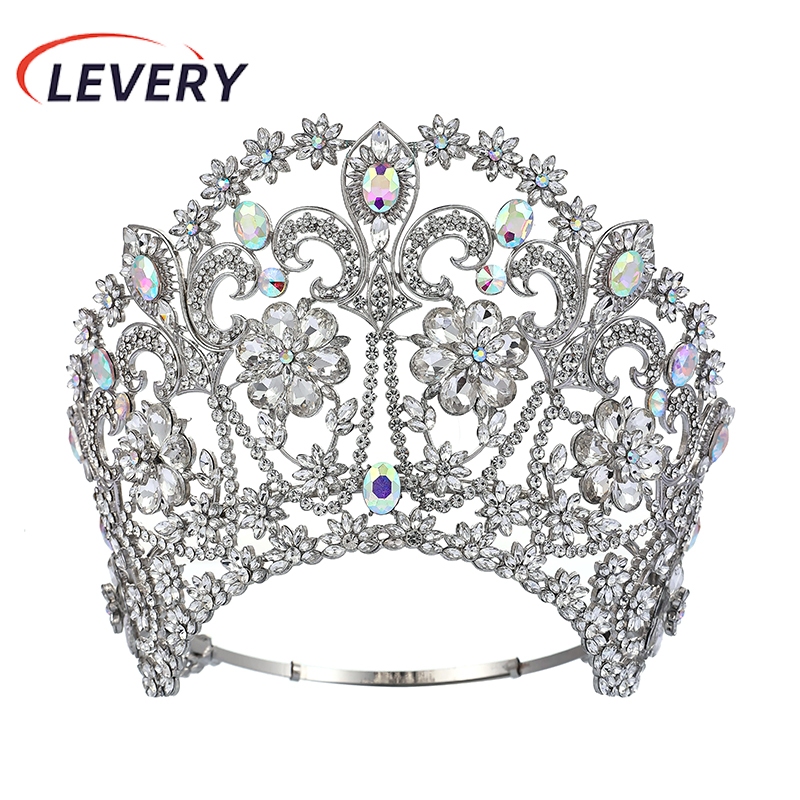 Levery Miss มงกุฎคาดผม ประดับเพชรเทียม ขนาดใหญ่ แวววาว อุปกรณ์เสริม สําหรับเจ้าสาว งานแต่งงาน