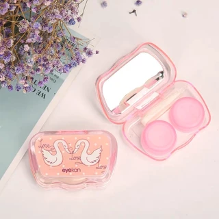 Eyeshare ส่งไวจากไทย กล่องคอนแทคเลนส์ eye contact lenses box ตลับคอนแทค ตลับใส่เลนส์ สีสันสดใส มีกระจก+ที่คีบ+หัวจุ๊บ ขนาด กล่องใส่คอนแทคเ