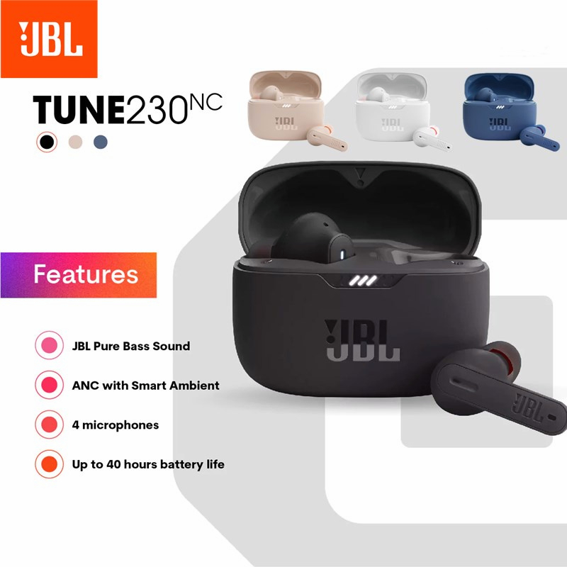 Jbl Tune 230NC TWS หูฟังบลูทูธ ไร้สาย สเตอริโอ เบสหนัก ชุดหูฟังกีฬา