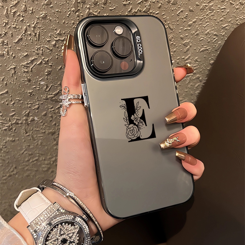 เคสโทรศัพท์มือถือ กันกระแทก ลายตัวอักษรภาษาอังกฤษ สีเงิน สําหรับ iPhone 14Plus 15ProMax 7 8Plus Xs XR XsMax 11 12Pro 13
