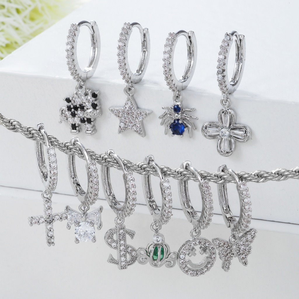 เครื่องประดับ ต่างหูห่วง ห้อยจี้ผีเสื้อ ดอกไม้ สําหรับผู้หญิง 1 ชิ้น