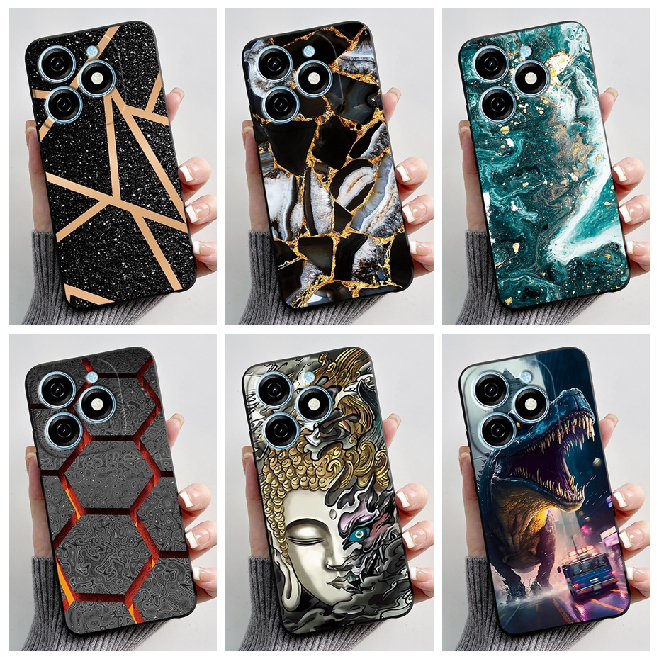 เคสโทรศัพท์มือถือ ซิลิโคนนิ่ม ลายหินอ่อน สีดํา สําหรับ Tecno Pop 8 Spark 20 Spark 20C 2023 Techno Sp