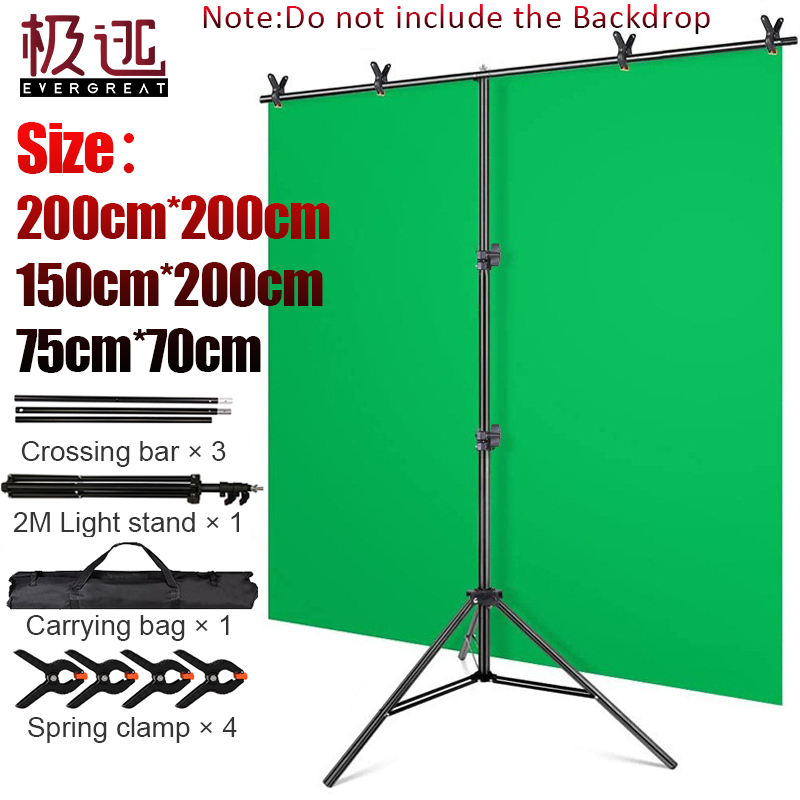 ขาตั้งพื้นหลังถ่ายภาพ รูปตัว T ขนาด 200 ซม. x 200 ซม. 2x2 ม. 6.5 ฟุต x 6.5 ฟุต แบบพกพา พร้อมคลิปหนีบ 4 ชิ้น และกระเป๋าถือ