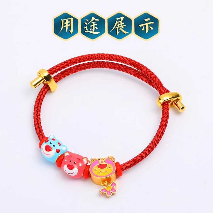 จี้ลูกปัดรูปโดนัท สตรอเบอร์รี่ หมี สีทอง สำหรับทำเครื่องประดับ thumbnail 6