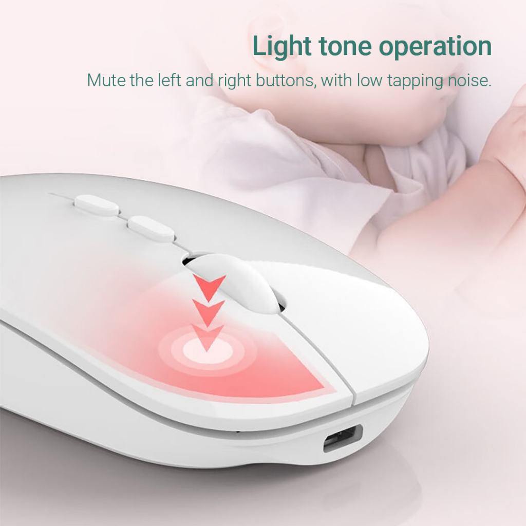 Acer เมาส์บลูทูธไร้สาย OMR050 สามโหมด 2.4GHz บลูทูธ 3.0 5.0 เสียงเงียบ ชาร์จได้ สําหรับระบบ Win 7 8 10 Android และ iOS