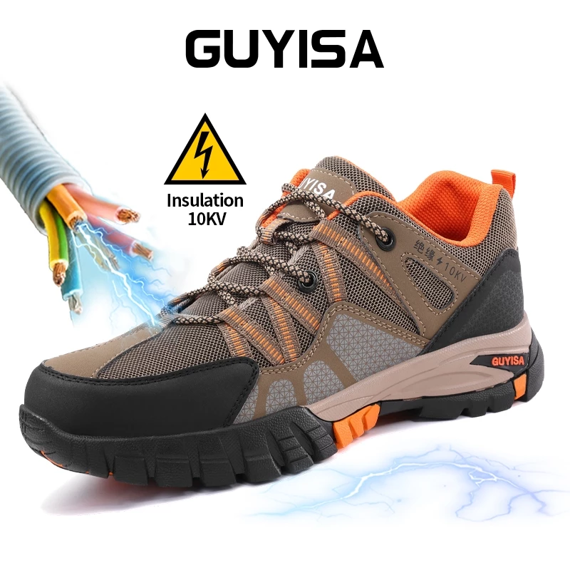 Guyisa รองเท้าเซฟตี้ มีฉนวนกันความร้อน 10KV แฟชั่น สําหรับช่างไฟฟ้า เล่นกีฬา CN ขนาด 36-46 1105nkv