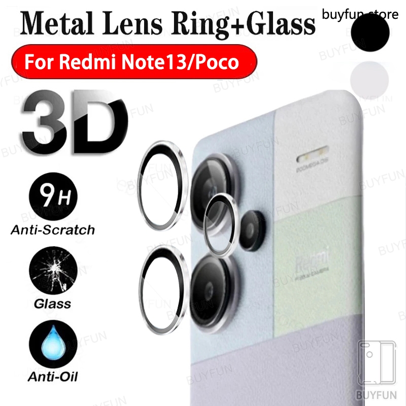 เลนส ์ กล ้ องป ้ องกันแก ้ วสําหรับ Xiaomi Redmi หมายเหตุ 13 Pro Plus 5G 4G Note12R 12 Turbo Poco F5 X6 F6 Pro ฝาครอบเลนส ์ โลหะแหวนป ้ องกันกล ้ องฟิล ์ มกันน ้ ํา Anti Scratc