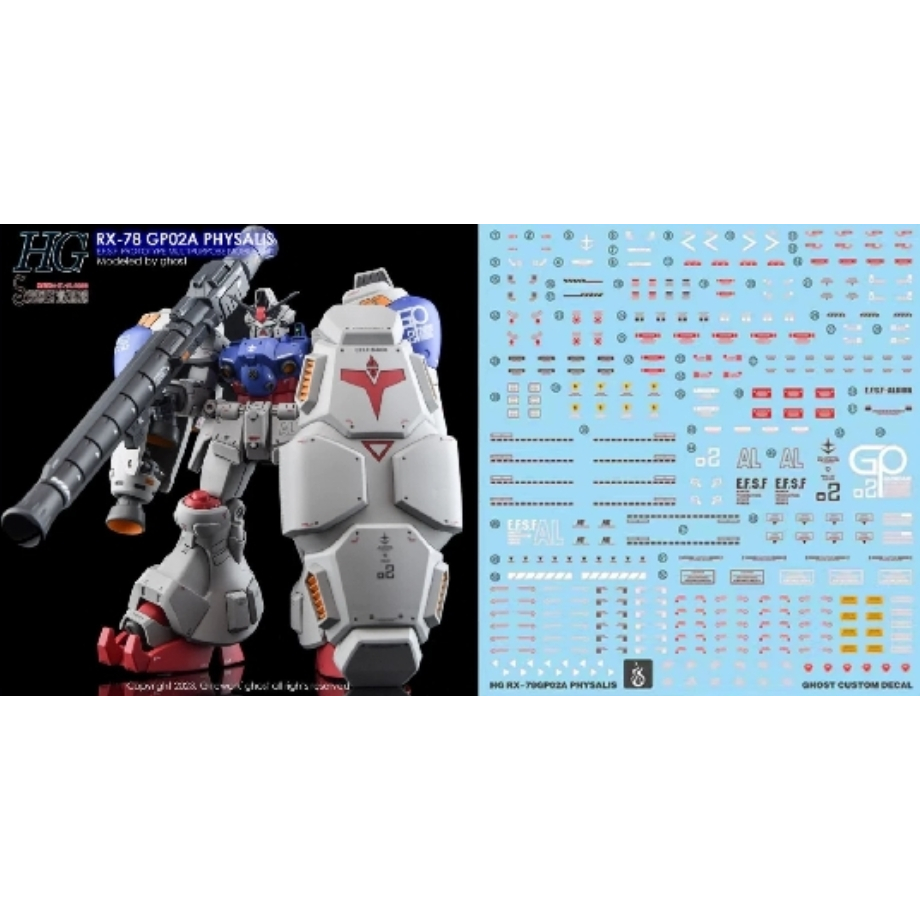 YAN GHOST HG 1/144 RX-78 GP02A Water Slide Decal Fluo Type