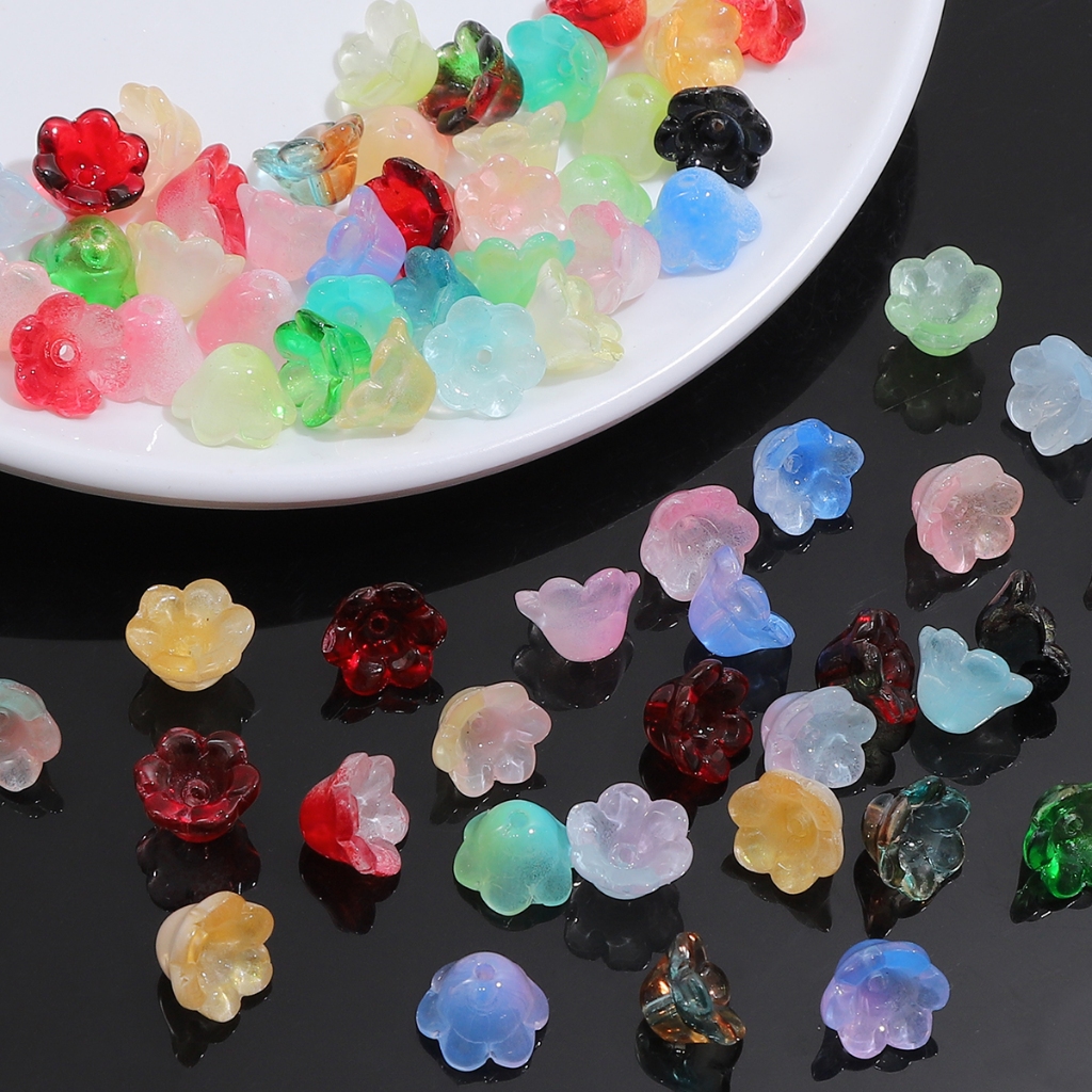 [12X7mm] 10pcs Gradient Lily of the Valley สีโปร่งใสแก้ว Lily of the Valley 10 Lily of the Valley DI