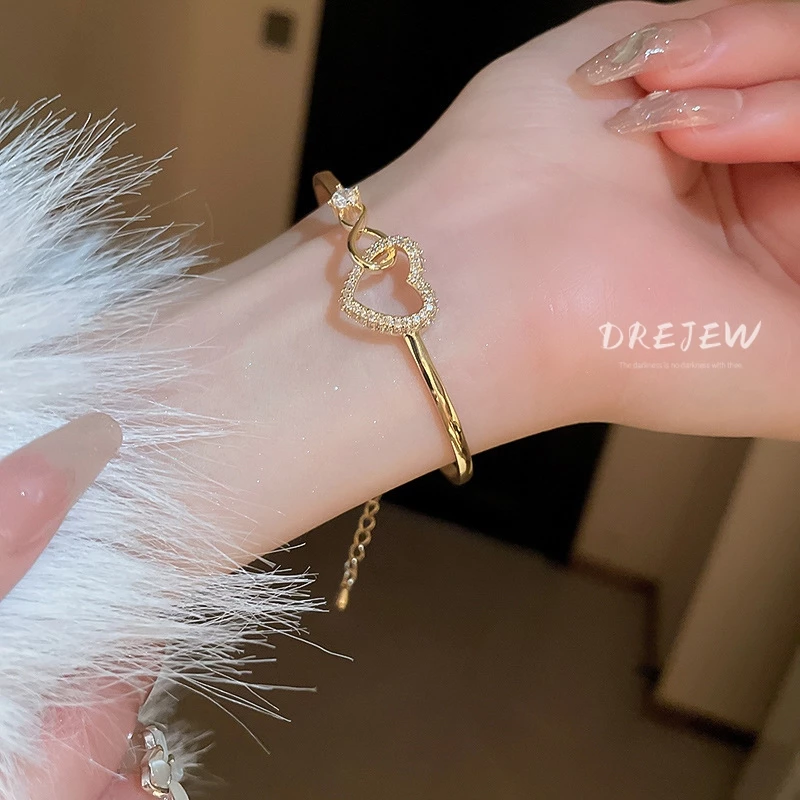 DREJEW สร้อยข้อมือแฟชั่น ประดับเพทาย สไตล์เกาหลีใต้ หรูหรา เหมาะกับคนแพ้ง่าย สําหรับผู้หญิง