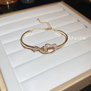 DREJEW สร้อยข้อมือแฟชั่น ประดับเพทาย สไตล์เกาหลีใต้ หรูหรา เหมาะกับคนแพ้ง่าย สําหรับผู้หญิง