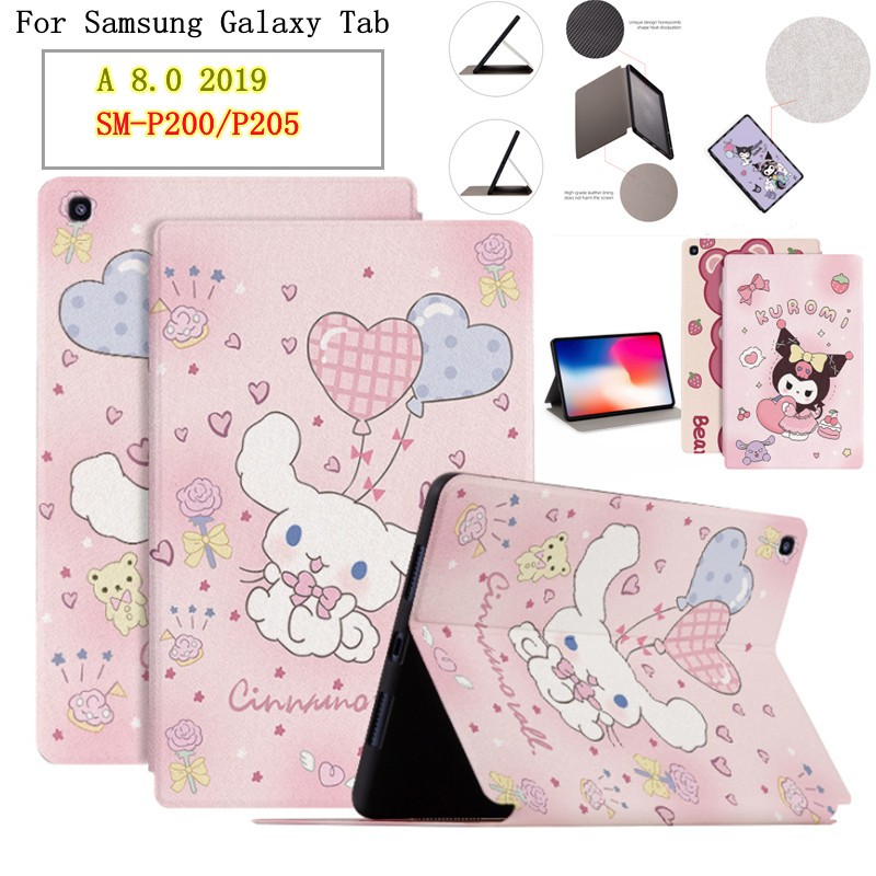 Samsung Galaxy Tab A 8.0 2019 With S Pen P200/P205 Tablet Leather Case Fabric material Bracket Cute Pattern Case Sweat Proof Non-Slip Leather Stand Flip Case