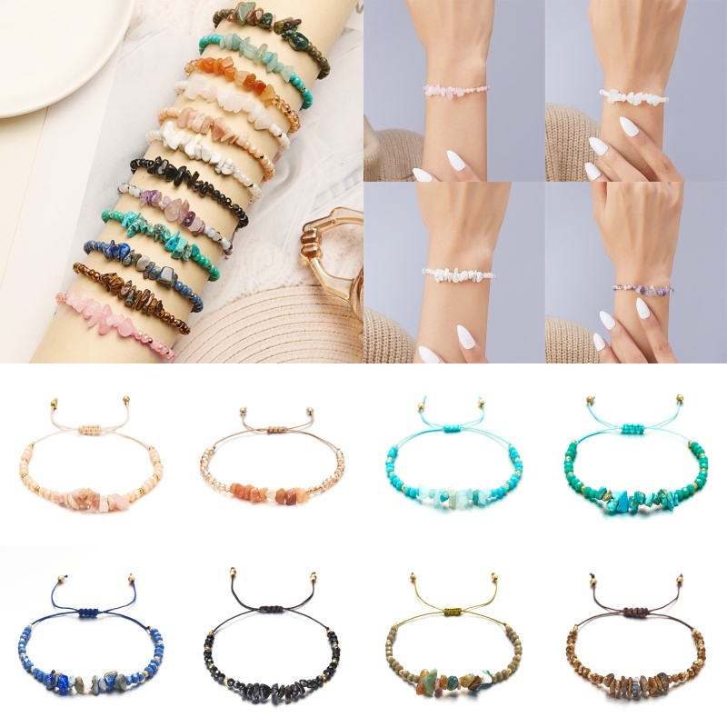ขายส่ง 7 จักระ สร้อยข้อมือหินธรรมชาติ ผู้ชาย ผู้หญิง ลูกปัดถัก แฮนด์เมด รักษาโยคะ ปรับได้ เครื่องประดับ ของขวัญ
