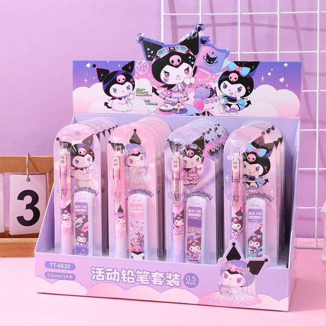 New น่ารัก Sanrio kuromi HB ชุดดินสออัตโนมัติ kuromi ไส้ดินสอนักเรียนของขวัญเครื่องเขียน