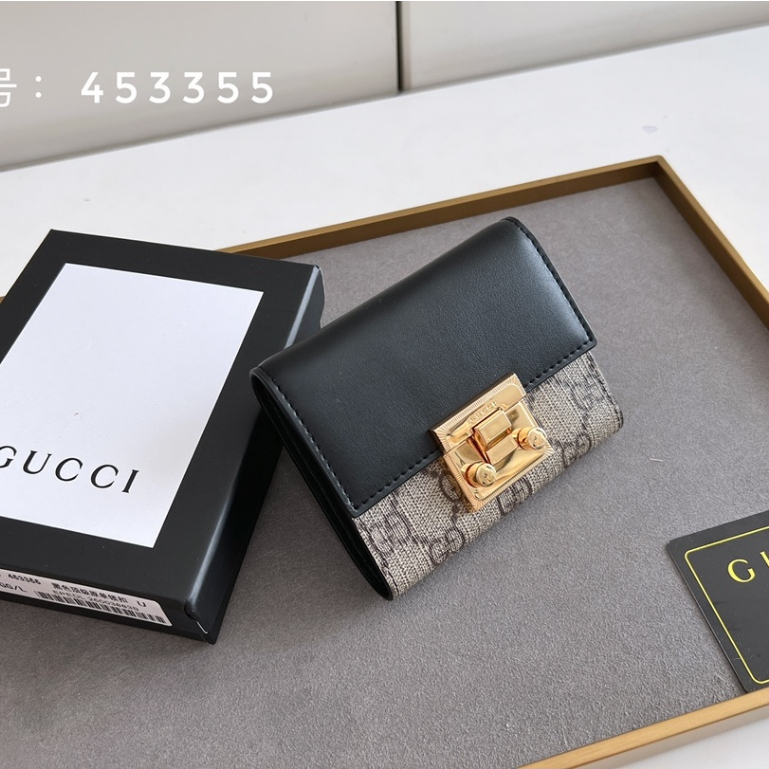 Gucci กระเป๋าสตางค์ หนังแท้ 100% ใบสั้น สําหรับผู้หญิง