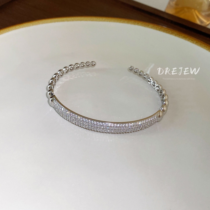 DREJEW สร้อยข้อมือ ประดับลูกปัดเพทาย ทอง 18K ทรงกลม เรียบง่าย สไตล์ยุโรป และอเมริกา สําหรับผู้หญิง