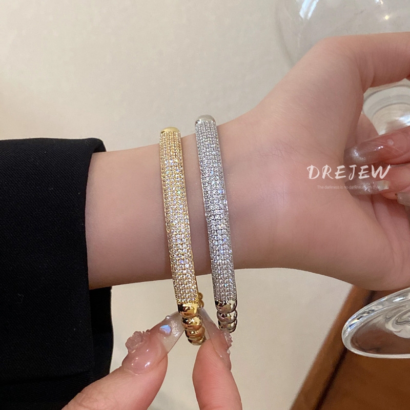 DREJEW สร้อยข้อมือ ประดับลูกปัดเพทาย ทอง 18K ทรงกลม เรียบง่าย สไตล์ยุโรป และอเมริกา สําหรับผู้หญิง
