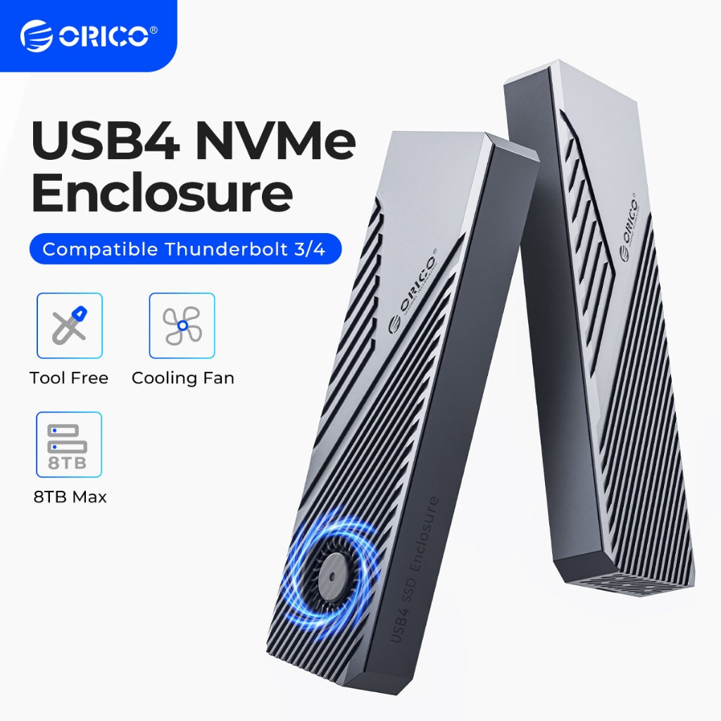 Orico USB4 40Gbps M.2 NVME SSD Enclosure 8TB อลูมิเนียมกรณีประเภท C พร้อมพัดลมในตัวเข้ากันได้กับ Thunderbolt3/4 สําหรับ 7X24 คลิปวิดีโอ (CNM2)