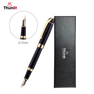 Thunlit ปากกาหมึกซึม 0.7 มม. สีดำ แถมหมึกหลอด ปากกา ฝึกคัดลา…