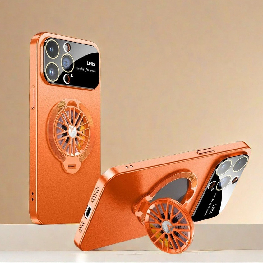 【Gyro bracket Ultra-thin PC Hard case/Orange】เคส compatible for iPhone 11 12 13 14 15 pro max case