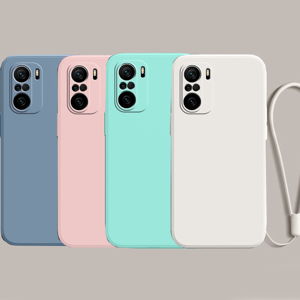Redmi Note 10s 10 Pro POCO F3 F4 F5 กรอบกันชน สี่เหลี่ยม บาง นิ่ม TPU เคสซิลิโคน พร้อมสายคล้องมือ