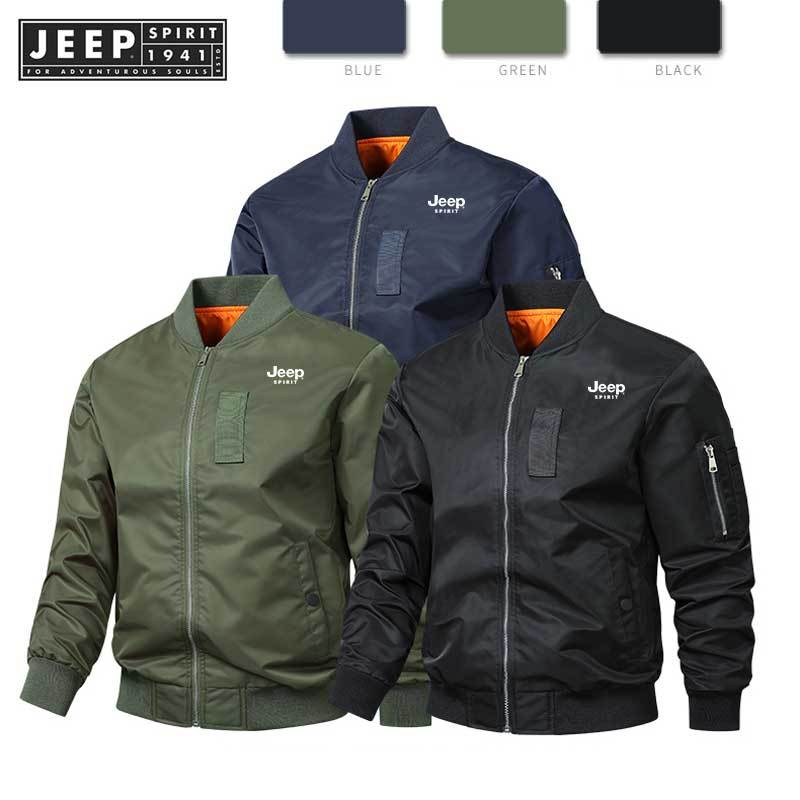 JEEP SPIRIT 1941 ESTD เสื้อแจ็กเก็ต เสื้อเบสบอล ทรงหลวม สไตล์อเมริกันย้อนยุค