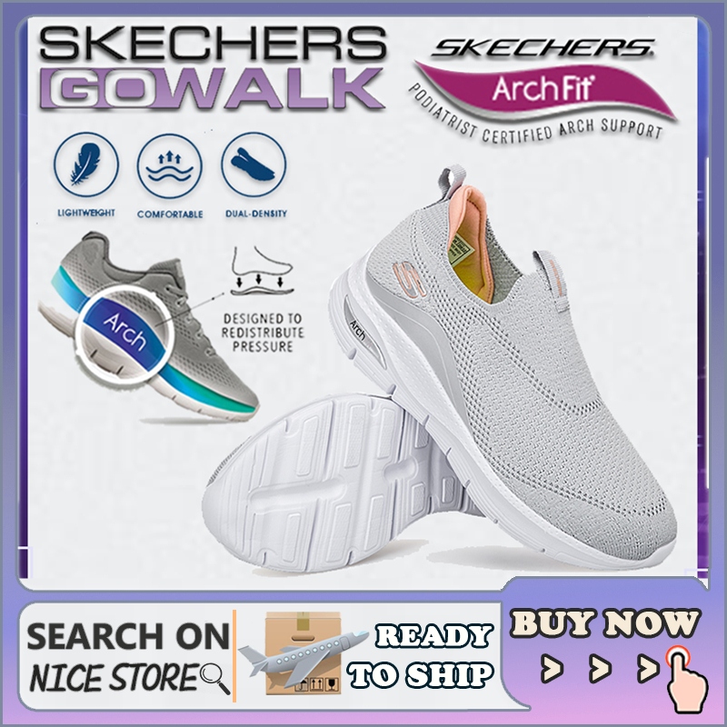 [รองเท้าผ้าใบผู้หญิง] Skechers_ Go-walk รองเท้าผ้าใบ สลิปออน กีฬา ส้นแบน Kasut Sukan Wanita Walking Running Girl 2NU7