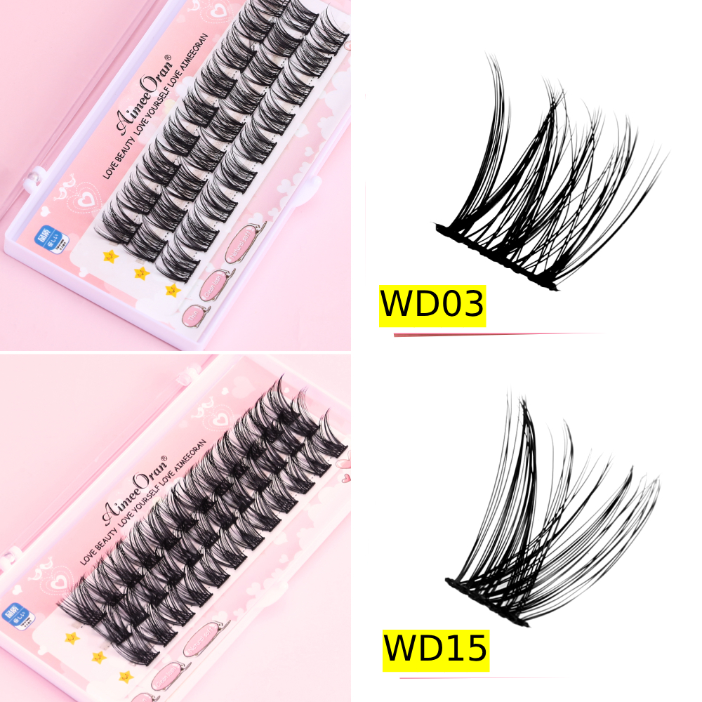 Aimeeoran DIY 3 แถว WD ซีรีส์ ขนตาปลอม รูปตัว C มืออาชีพ แต่งหน้า คลัสเตอร์เดี่ยว ขนตาปลอม ต่อขนตา แส้เดี่ยว มัด