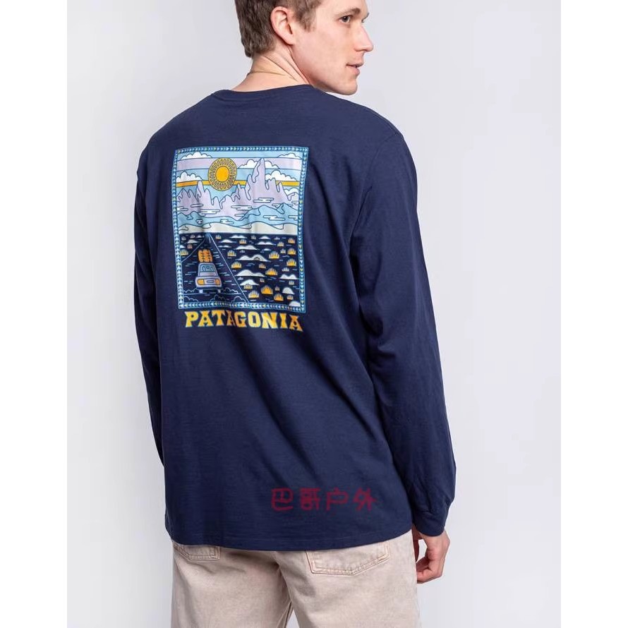 Patagonia เสื้อยืดลําลอง แขนยาว พิมพ์ลาย Summit Road สําหรับผู้ชาย 38519