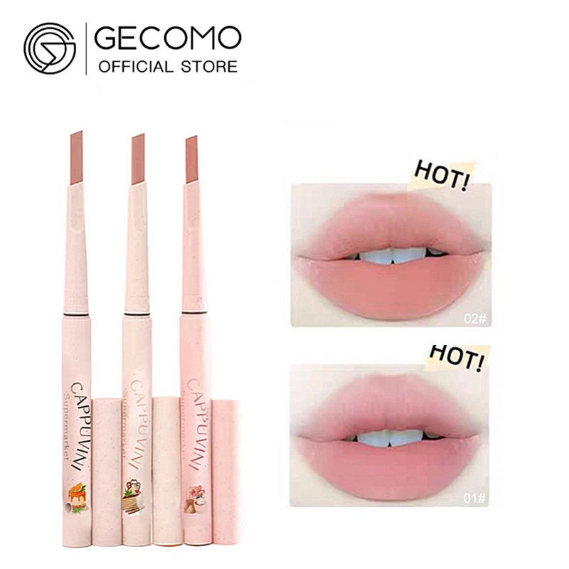 Gecomo ดินสอเขียนขอบปาก เนื้อแมตต์กํามะหยี่ กันน้ํา ติดทนนาน