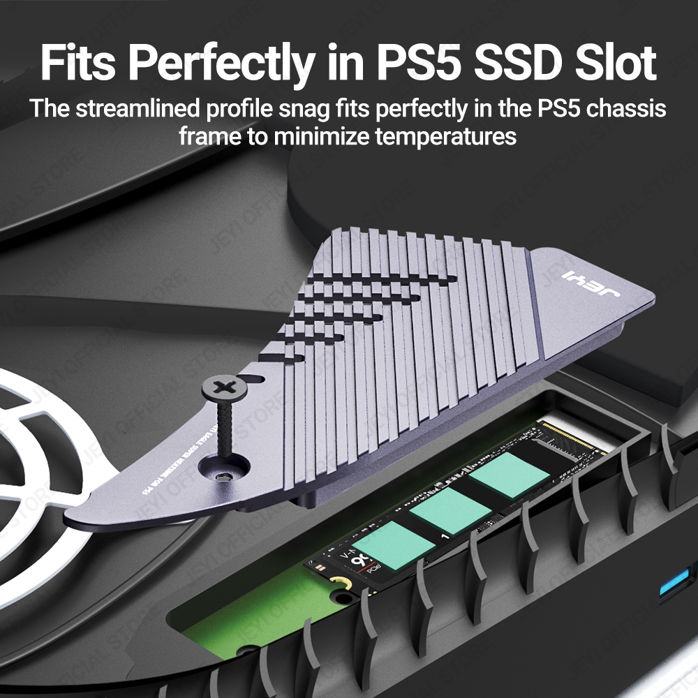 Jeyi แผ่นฮีทซิงค์ระบายความร้อน SSD PS5 M.2 พื้นที่ขนาดใหญ่ อะลูมิเนียมแข็ง สําหรับ Playstation 5 PCIe 4.0 M.2 NVMe พร้อมเวอร์ชั่น RGB