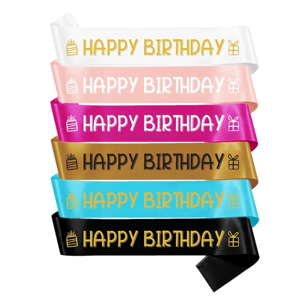 สายสะพาย ผ้าซาติน สําหรับตกแต่งปาร์ตี้วันเกิด Happy Birthday Sash