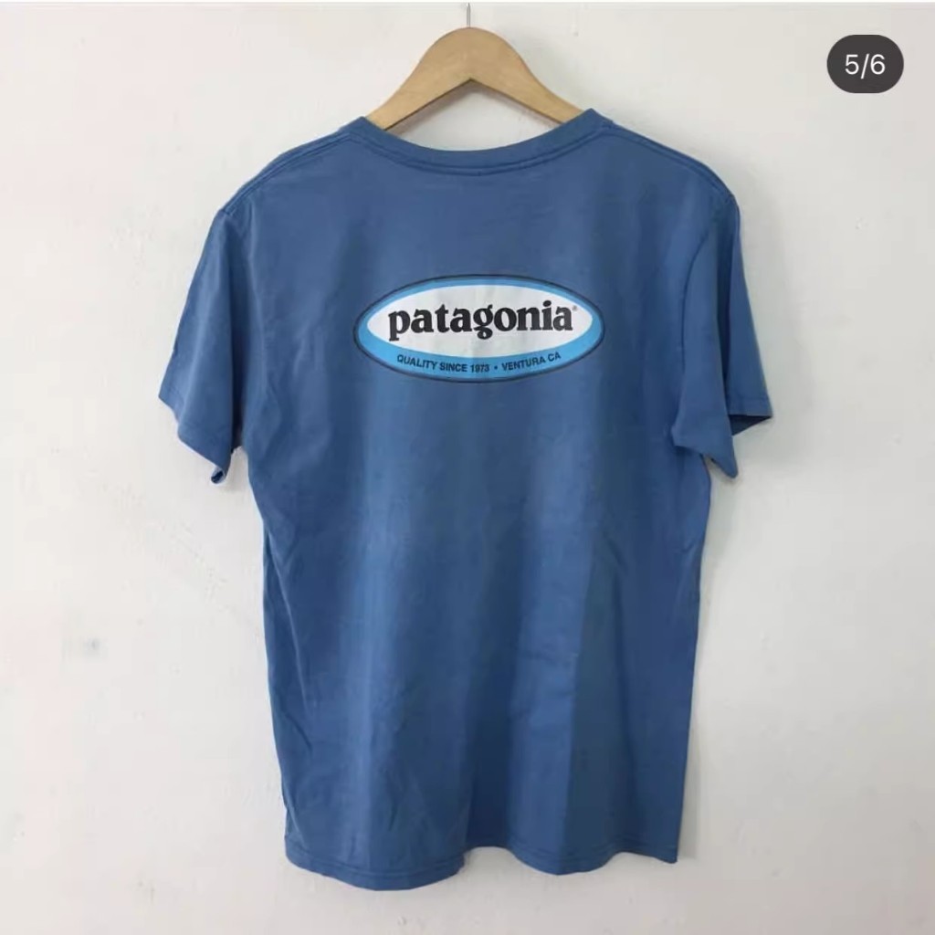 Patagonia Patagonia ผ้าฝ้ายแท้แขนสั้นโลโก้คลาสสิกคู่เรียบง่ายแฟชั่นเสื้อยืดลําลองแนวโน้ม