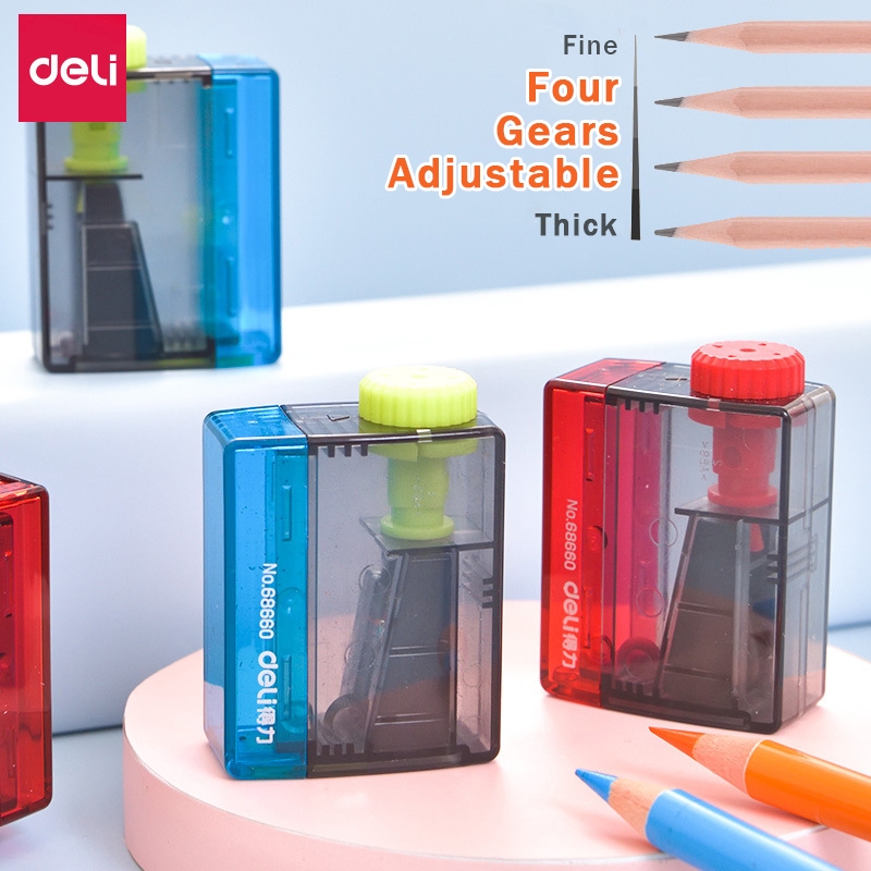 Deli Pencil Sharpener กบเหลาดินสอ แบบพกพา ปรับใบมีดได้ 4 มุม กบ กบเหลาดินสอแฟนซี เครื่องเขียน กบเหลา