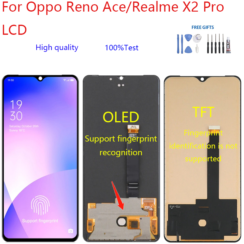 อะไหล่หน้าจอสัมผัสดิจิทัล LCD แบบเปลี่ยน สําหรับ Oppo Reno Ace Realme X2 Pro