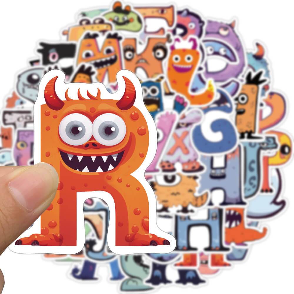 [สติกเกอร์ขนาดใหญ่] สติกเกอร์ตัวอักษร Monster Kawaii สําหรับติดตกแต่งรถยนต์ แล็ปท็อป กระเป๋าเดินทาง สมุดภาพ ของเล่นเด็ก 52 ชิ้น