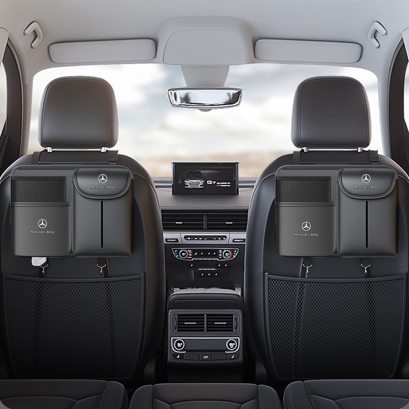 สําหรับ Mercedes Benz E200 C200 C260 Glk Gls Glk Glb รถที่นั่งกลับกระเป๋าที่นั่งด้านหลังกล่องกระดาษทิชชูภายในจัดเก็บแขวนกระเป๋าชั้นเก็บ