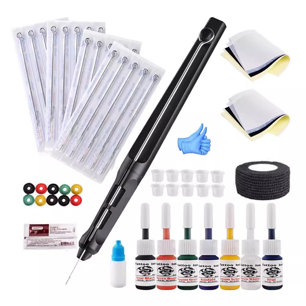 หมึกสัก pigments Hand Poke และ Stick เครื่องมือ Tattoo Kit Tattoo Hand Poke ปากกาชุดรวมทั้ง Tattoo Ne