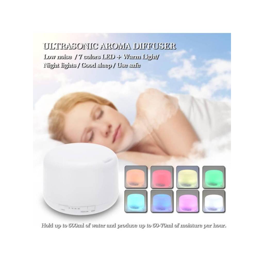 500ml Cool Mist Humidifier Ultrasonic Aroma Essential Oil Diffuser 7 สี LED Night-light Air Humidifi