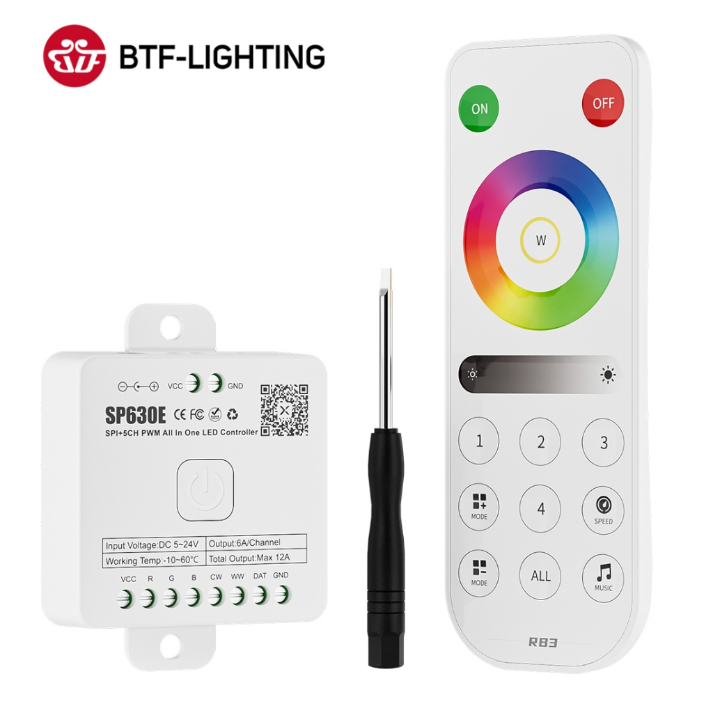 【พร้อมส่ง】BTF-LIGHTING ตัวควบคุมไฟอัจฉริยะ LED บลูทูธ SP630E ควบคุมเพลงได้ 2.4GHz RF สําหรับแถบไฟหรี