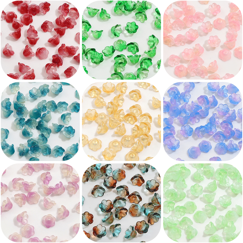 ลูกปัดแก้วคริสตัล ลายดอกไม้ กล้วยไม้ ไล่โทนสี ขนาด 12x7 มม. สําหรับทําเครื่องประดับ ต่างหู สร้อยข้อมือ DIY 10 ชิ้น